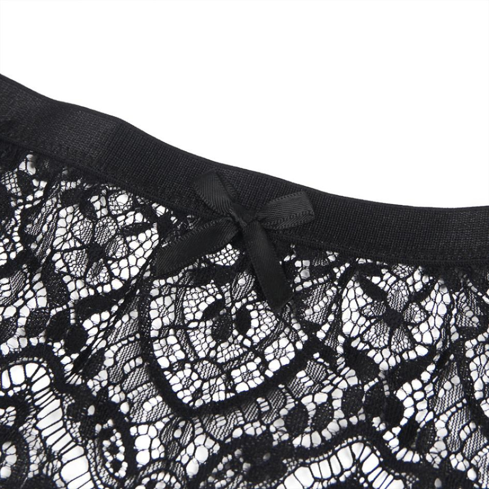 Пояс для чулок с трусиками Star Night Lace High Waist Garter Belt кружевной, черный, S-M, фото №4 — секс шоп Украина, NO TABOO