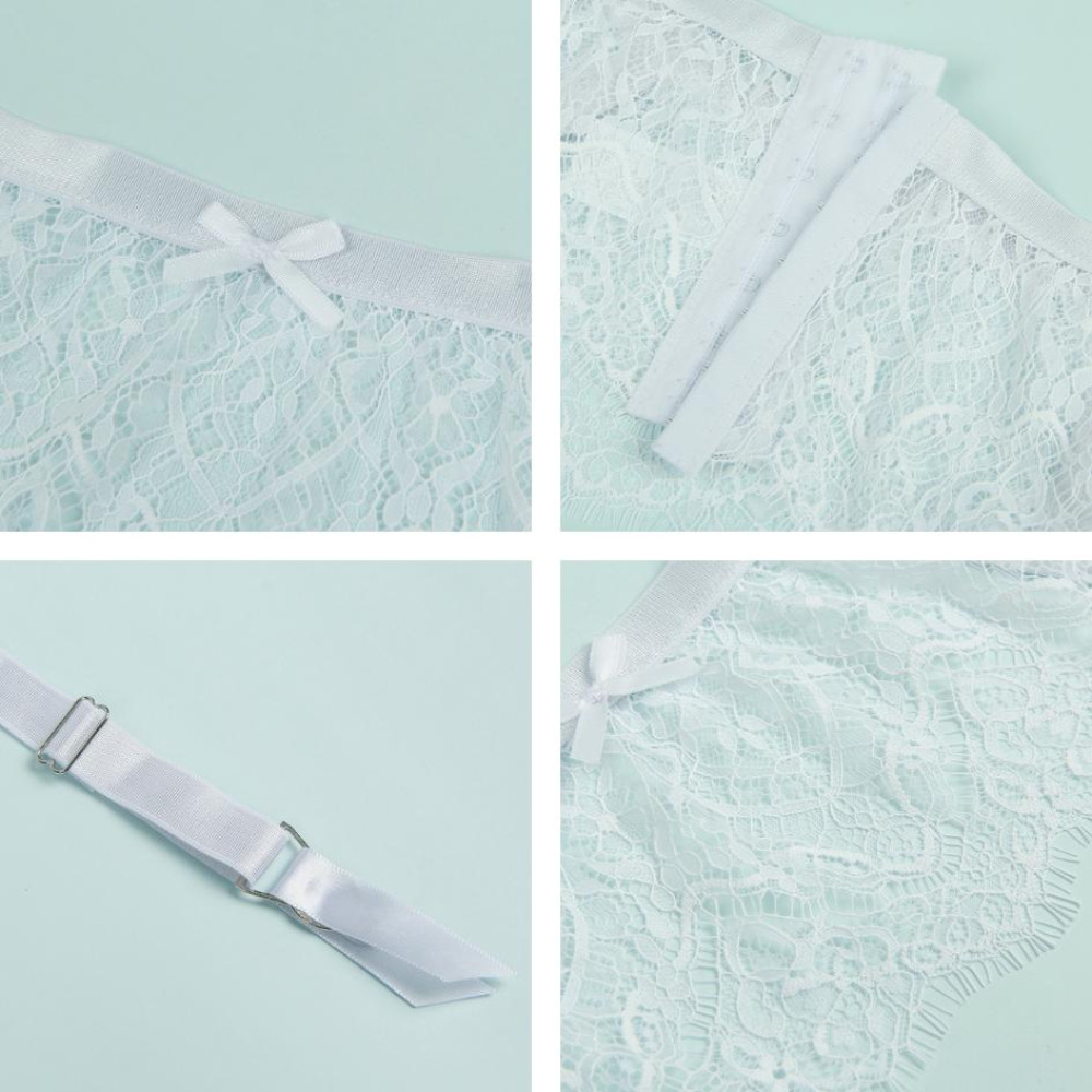 Пояс для чулок с трусиками Star Night Lace High Waist Garter Belt кружевной, белый, S-M, фото №3 — секс шоп Украина, NO TABOO