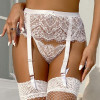 Пояс для чулок с трусиками Star Night Lace High Waist Garter Belt кружевной, белый, S-M, фото №1 — секс шоп Украина, NO TABOO
