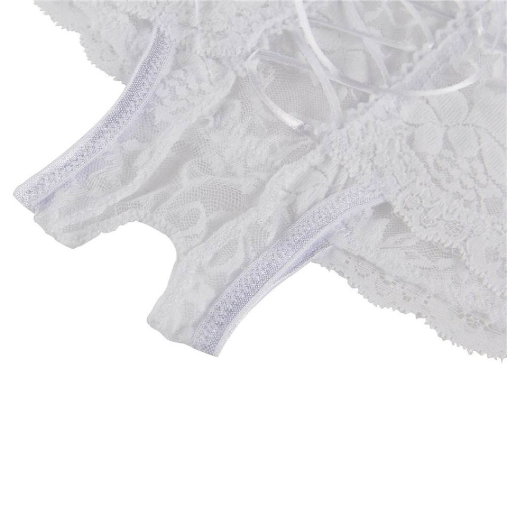 Трусики с доступом на шнуровке с ленты Star Night Lace Panty кружевные, белые, XS-S, фото №3 — секс шоп Украина, NO TABOO