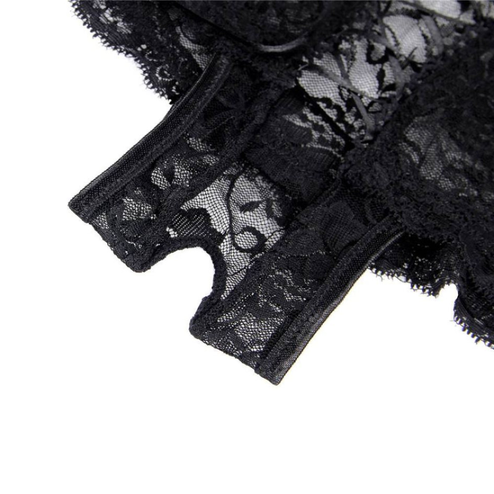 Трусики с доступом на шнуровке с ленты Star Night Lace Panty кружевные, черные, XS-S, фото №3 — секс шоп Украина, NO TABOO