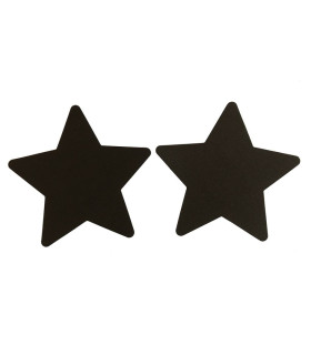 Наклейки на соски в виде звездочек Star Night одноразовые, черные, 8 х 8 см - No Taboo
