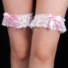 Кружевные подвязки с розовыми бантиками Star Night белые, One Size, 2 шт, фото №3 — секс шоп Украина, NO TABOO