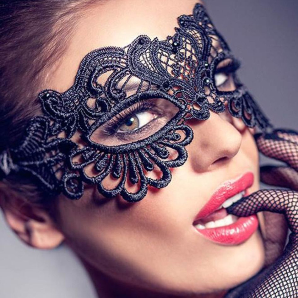 Маска на глаза кружевная Star Night Lace Eye Mask на завязках, черного цвета, 2 шт, фото №0 — секс шоп Украина, NO TABOO