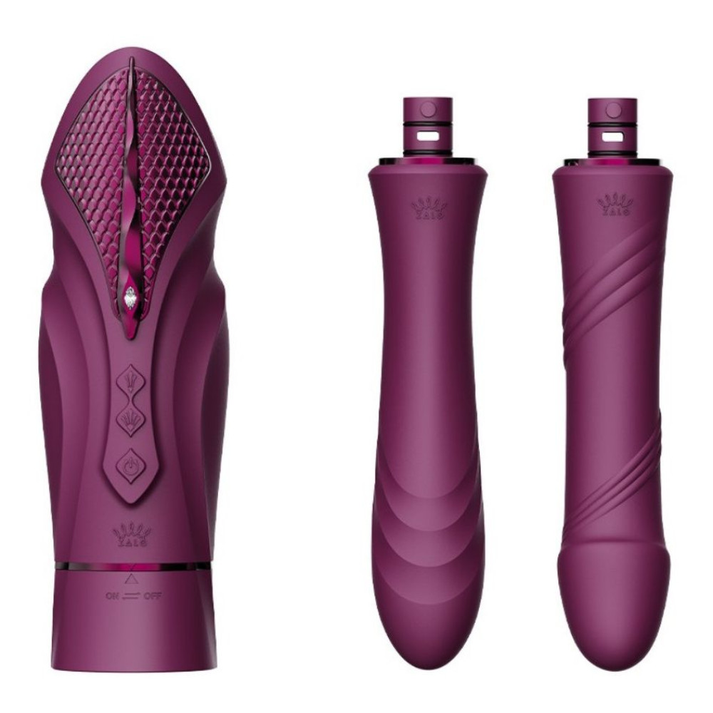 Секс-машина вибратор с 2 насадками Zalo Sesh Velvet Purple с контролем с приложения и пультом, с подогревом, фиолет фото №4 — секс игрушки: Украина, NO TABOO