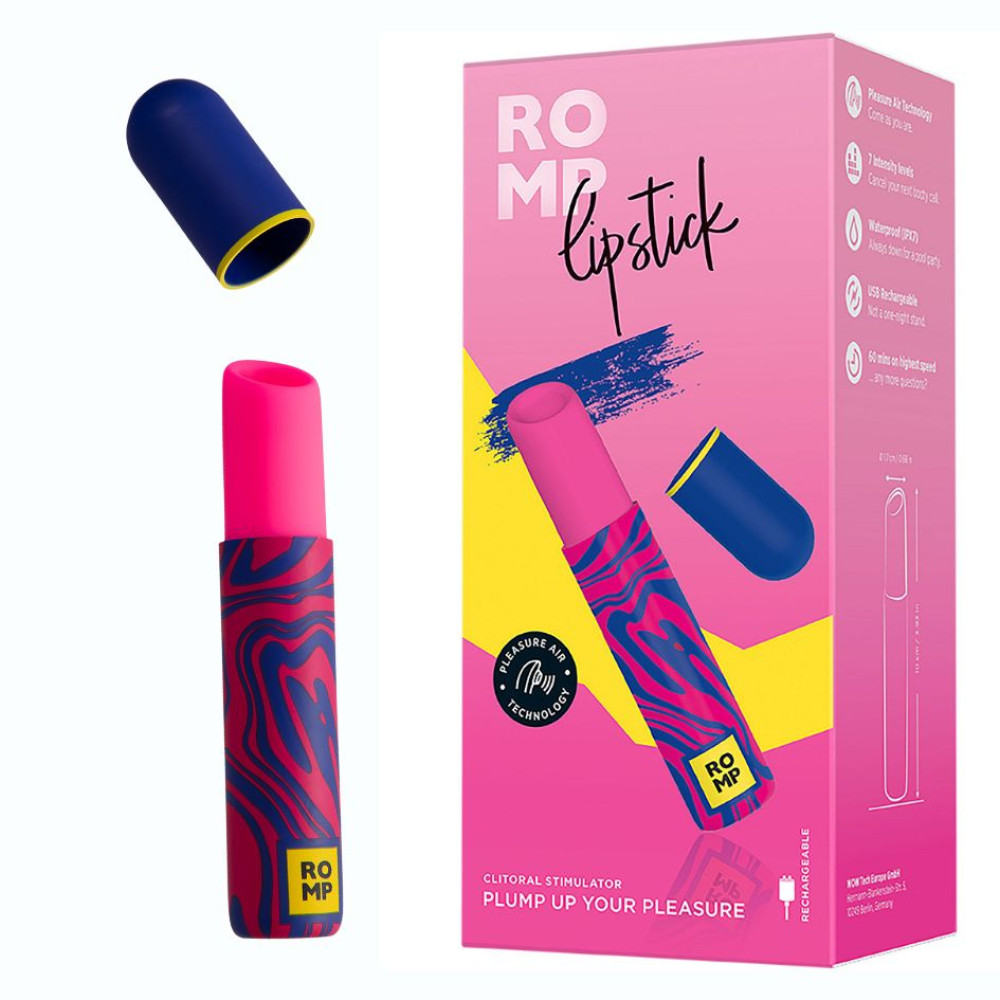 Клиторальный стимулятор вакуумный Romp Lipstick в форме помады, розовый фото №0 — секс игрушки: Украина, NO TABOO