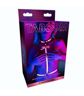 Портупея, що світиться в темряві Taboom Glow In The Dark з бантиком, рожевий, S-M - No Taboo