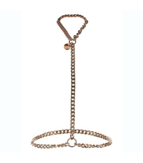 Сбруя с ошейником из цепи, L-XL, Taboom Dona Statement Harness, золотая - No Taboo