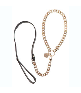 Нашийник ланцюг із повідцем Taboom Dona Statement Collar and leash, золотий, 49 см х 75 см - No Taboo
