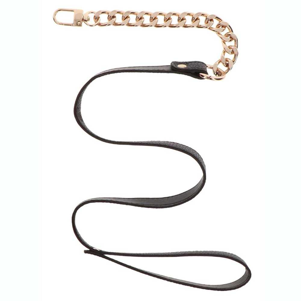 Ошейник цепь с поводком Taboom Dona Statement Collar and Leash, золотой, 49 см х 75 см, фото №5 — секс шоп Украина, NO TABOO