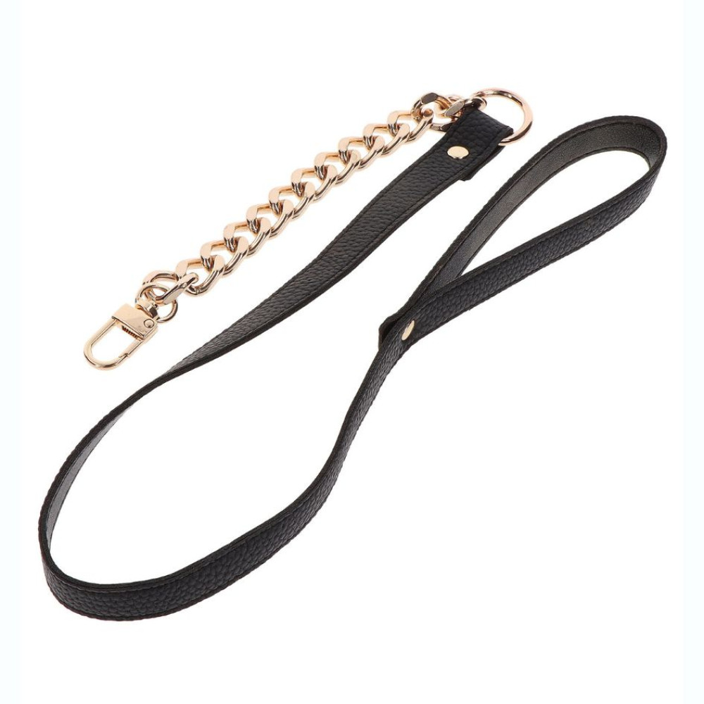 Ошейник цепь с поводком Taboom Dona Statement Collar and Leash, золотой, 49 см х 75 см, фото №4 — секс шоп Украина, NO TABOO
