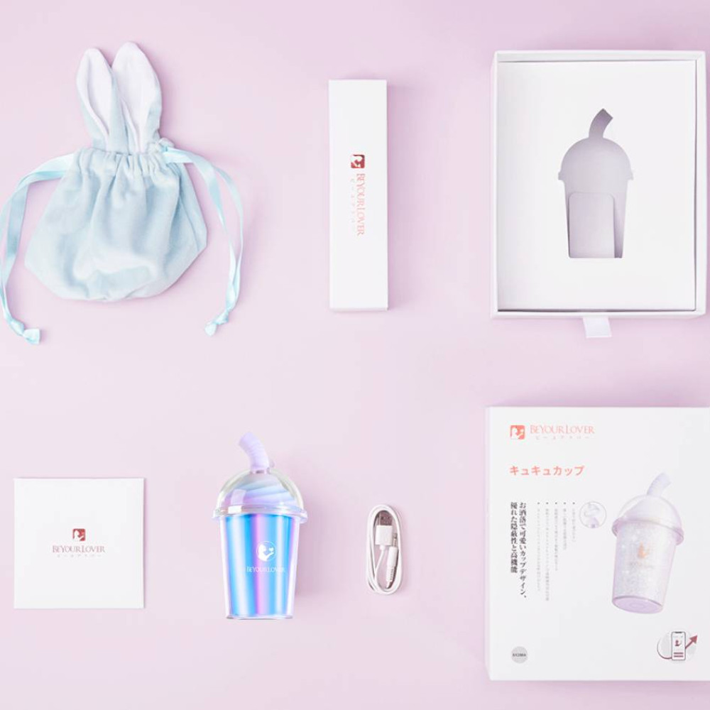 Вакуумний стимулятор в форме стаканчика с трубочкой BeYourLover Joy Cup голубой, 9.1 см х 4.6 см фото №3 — секс игрушки: Украина, NO TABOO