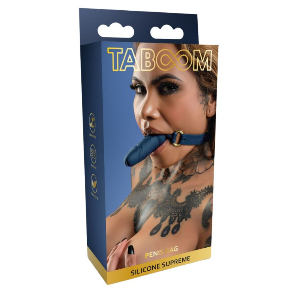  Кляп в виде пениса Taboom Silicone Supreme, силиконовый, синий, 3.5 см, фото №0 — секс шоп Украина, NO TABOO