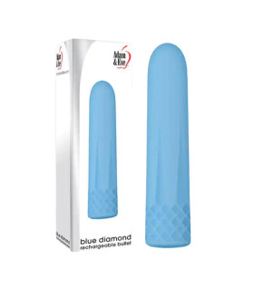Вибропуля Adam & Eve Blue Diamond с рельефом, голубая, 9.2 см х 2.1 см - No Taboo