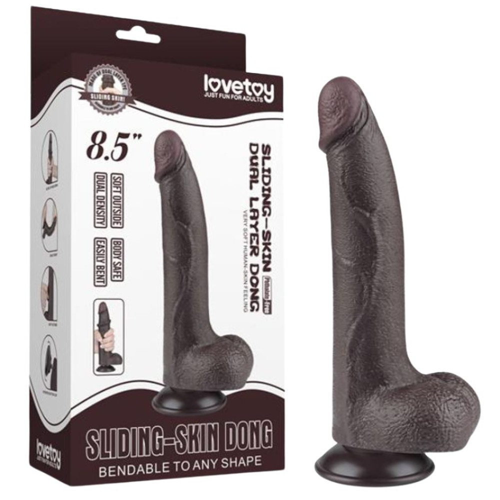 Фаллоимитатор реалистичный двойной плотности Lovetoy Sliding-Skin 8.5 на присоске, коричневый, 22 х 4 см фото №0 — секс игрушки: Украина, NO TABOO