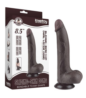 Фаллоимитатор реалистичный двойной плотности Lovetoy Sliding-Skin 8.5 на присоске, коричневый, 22 х 4 см - No Taboo