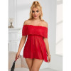 Бэбидолл с открытыми плечами Star Night Off-Shoulder Lace Sexy Babydoll со стрингами, красный, XS-S, фото №1 — секс шоп Украина, NO TABOO