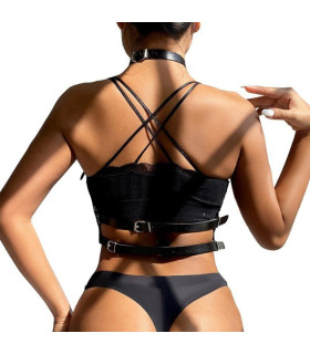 Портупея на грудь Star Night Chest Harness Straps из искусственной кожи, черная - No Taboo
