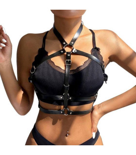 Портупея на грудь Star Night Chest Harness Straps из искусственной кожи, черная - No Taboo