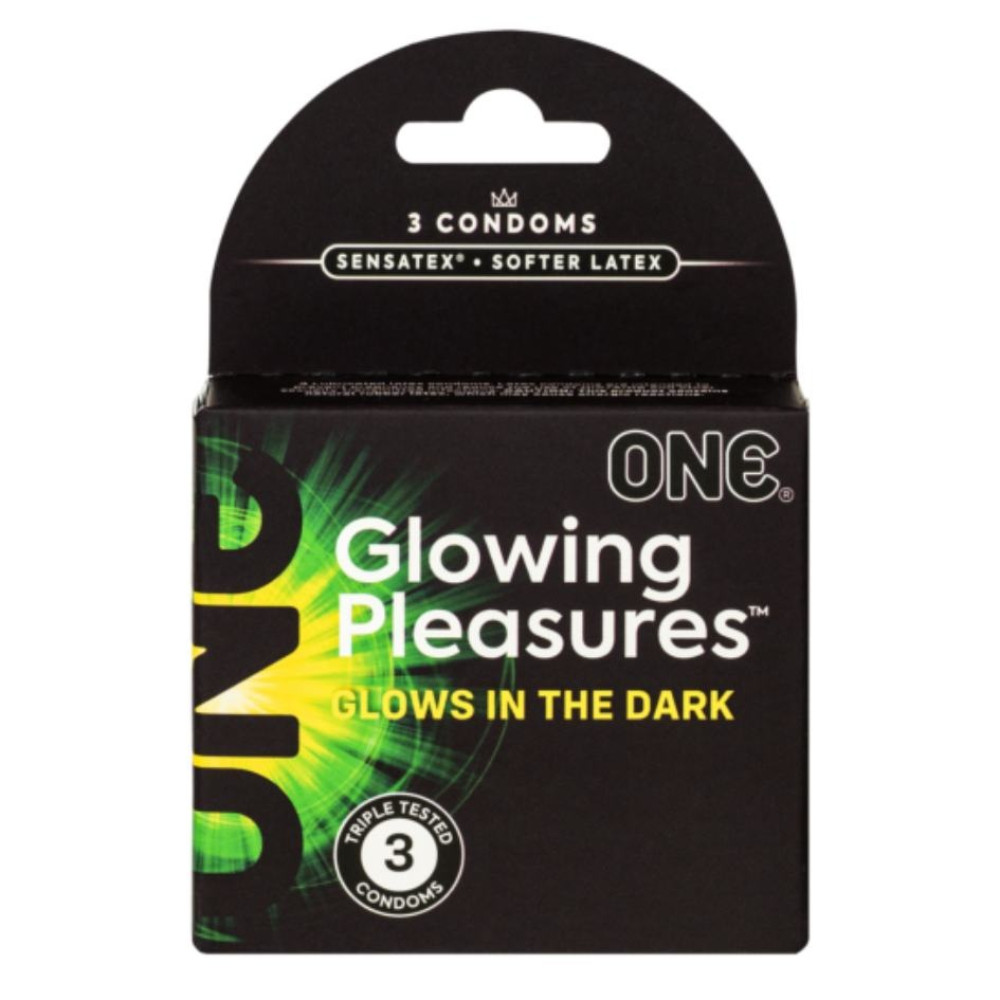 Презервативы что светятся в темноте ONE Glowing Pleasures в упаковке, 3 шт, фото №0 — секс шоп Украина, NO TABOO