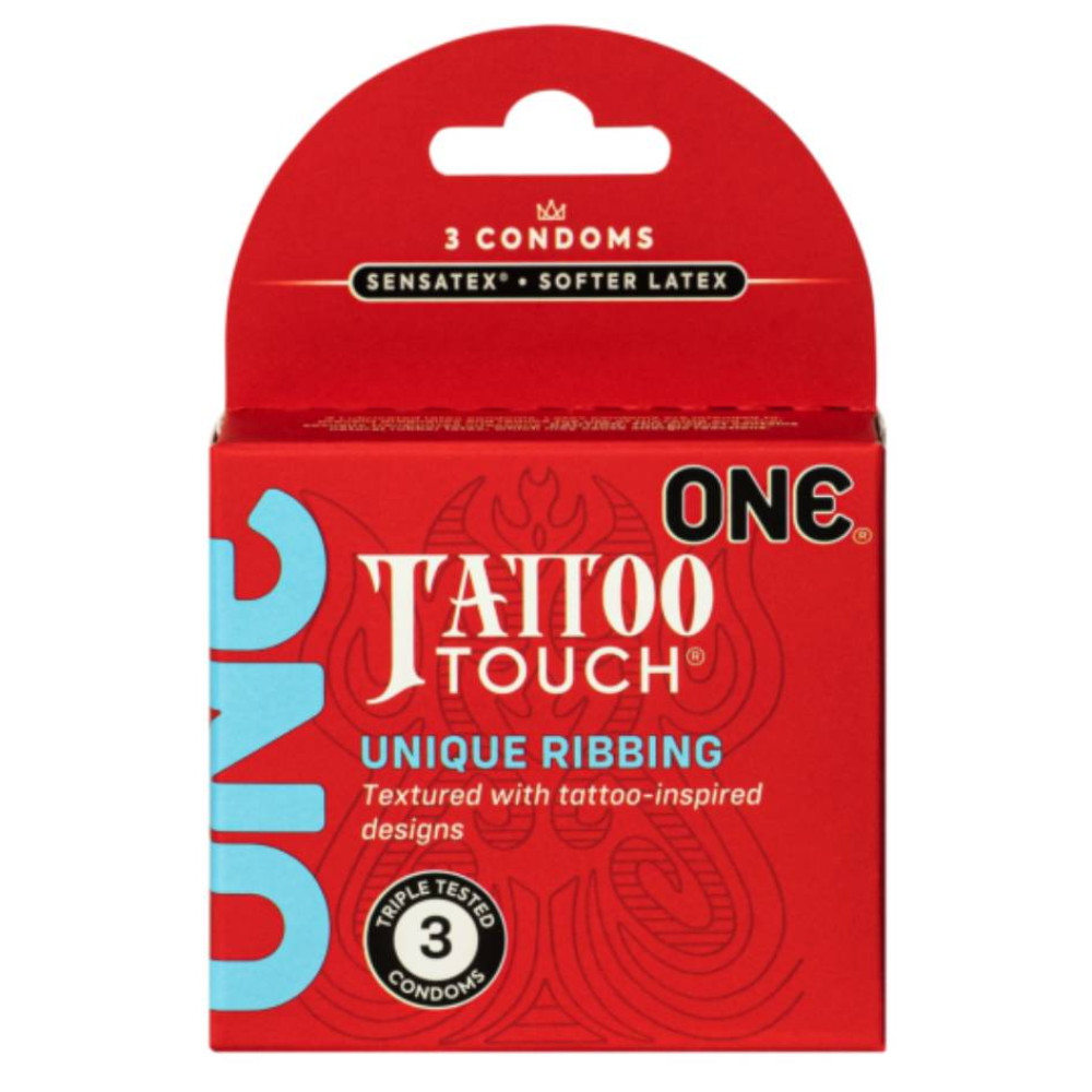  Презервативы с узорами тату ONE Tattoo Touch упаковка, 3 шт, фото №0 — секс шоп Украина, NO TABOO