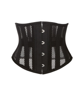 Корсет из сетки Star Night Steel Bones Grid Corsets S, с крючками и шнуровкой, черный - No Taboo