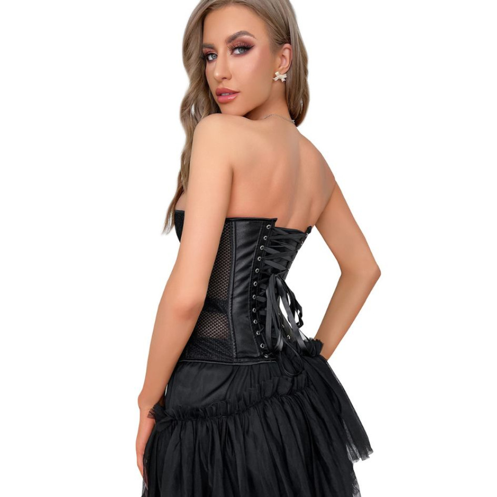 Корсет из сетки Star Night Grid Corset, S, с крючками и шнуровкой, черный, фото №2 — секс шоп Украина, NO TABOO