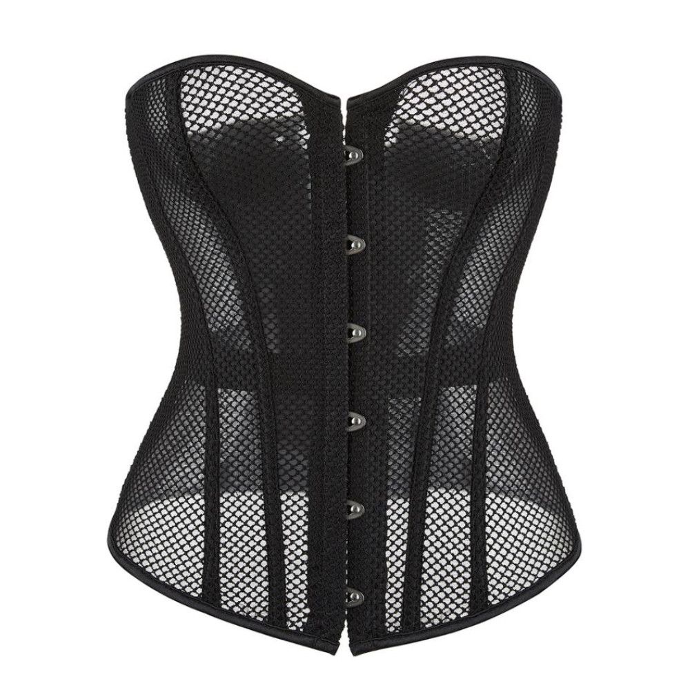 Корсет из сетки Star Night Grid Corset, S, с крючками и шнуровкой, черный, фото №4 — секс шоп Украина, NO TABOO