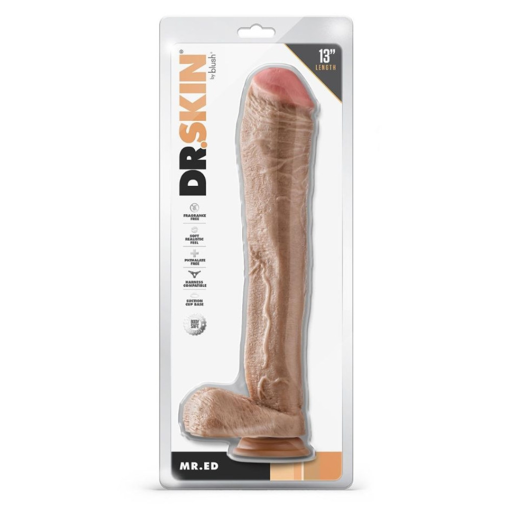 Фаллоимитатор реалистичный Blush Dr. Skin гигант, бежевый, 33 х 6.3 см фото №2 — секс игрушки: Украина, NO TABOO