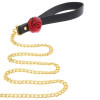 Ошейник с поводком Taboom Wild Roses Collar and Leash с розами, чёрный, фото №3 — секс шоп Украина, NO TABOO
