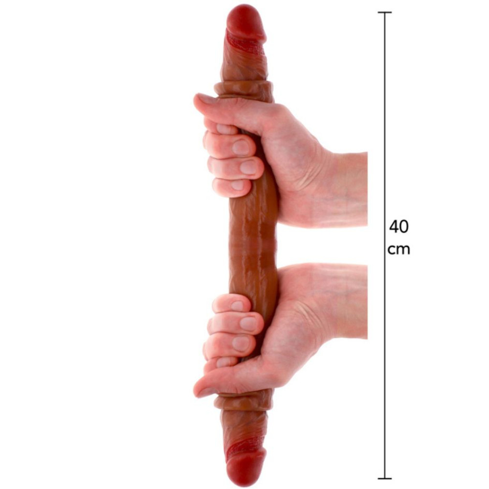 Фаллоимитатор двойной (двусторонний) ToyJoy Get Real Silicone Foreskin D-Dong из жидкого силикона, коричневый, 40 см х 4 см фото №5 — секс игрушки: Украина, NO TABOO