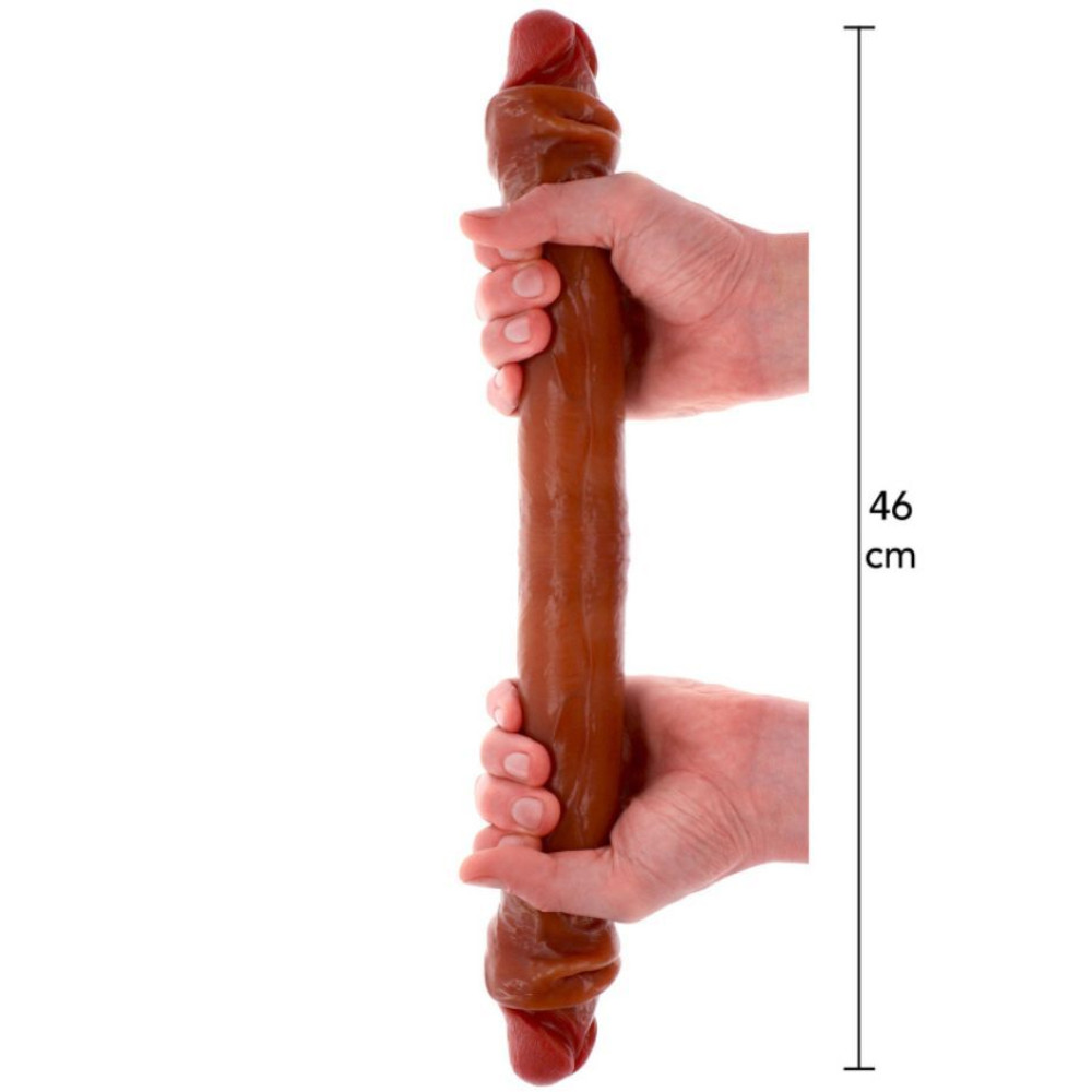 Фаллоимитатор двойной (двусторонний) ToyJoy Get Real Silicone Foreskin D-Dong из жидкого силикона, коричневый, 46 см х 4.5 см фото №6 — секс игрушки: Украина, NO TABOO