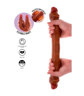 Фаллоимитатор двойной (двусторонний) ToyJoy Get Real Silicone Foreskin D-Dong из жидкого силикона, коричневый, 46 см х 4.5 см - No Taboo
