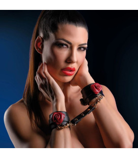 Наручники с розами TABOOM Wild Roses Wrist Cuffs Set чёрные - No Taboo