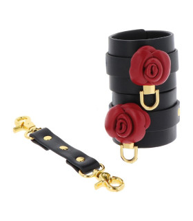 Наручники с розами TABOOM Wild Roses Wrist Cuffs Set чёрные - No Taboo