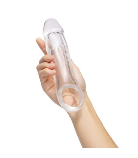 Насадка-удлинитель пениса +5 см, Size Up 2 See-Thru с петлёй для мошонки, прозрачная, 20.3 х 4.8 см - No Taboo