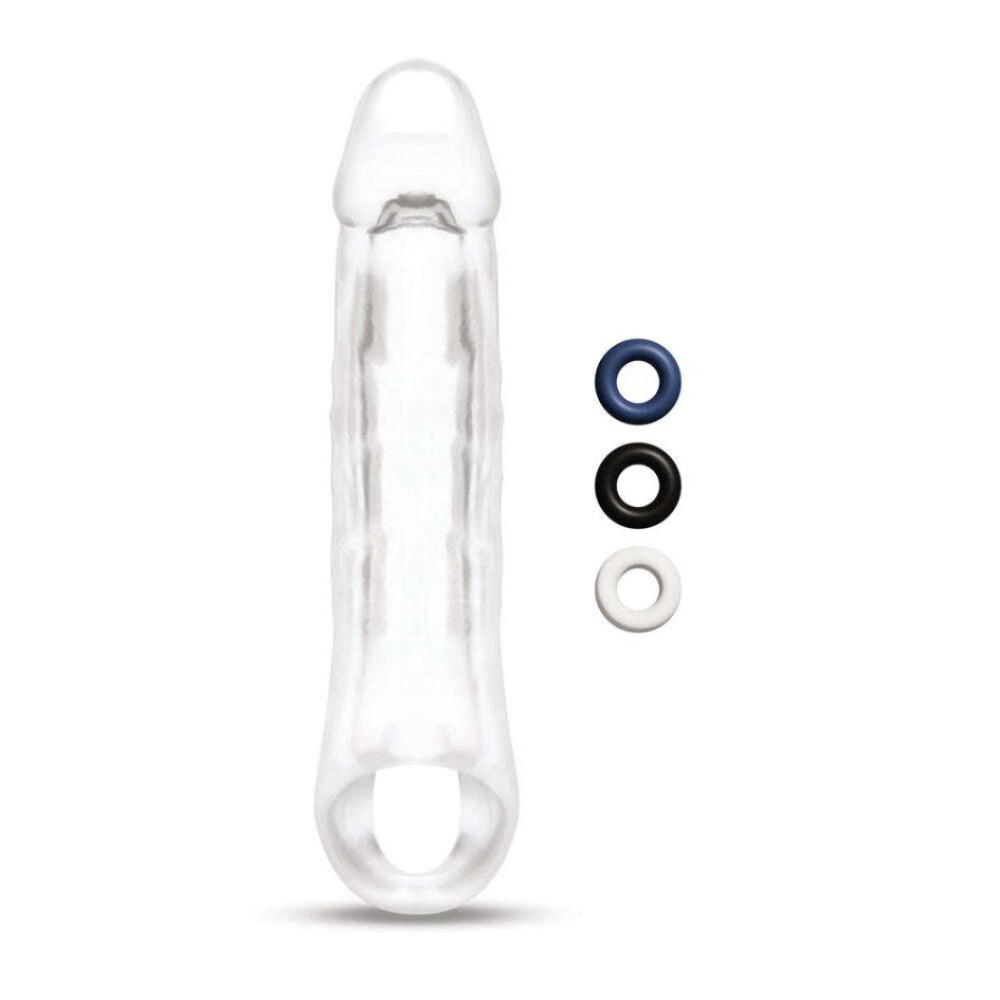 Насадка-удлинитель пениса +5 см, Size Up 2 See-Thru с петлёй для мошонки, прозрачная, 20.3 х 4.8 см фото №4 — секс игрушки: Украина, NO TABOO