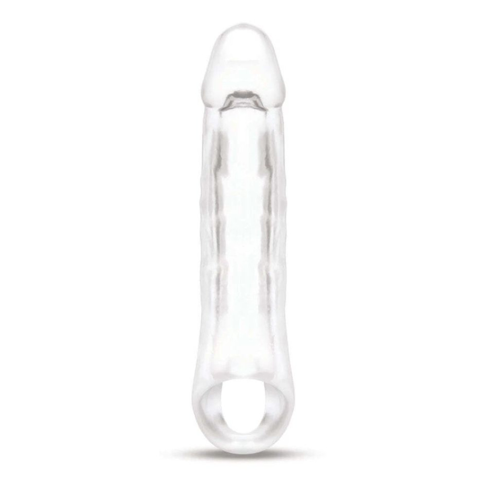 Насадка-удлинитель пениса +5 см, Size Up 2 See-Thru с петлёй для мошонки, прозрачная, 20.3 х 4.8 см фото №5 — секс игрушки: Украина, NO TABOO