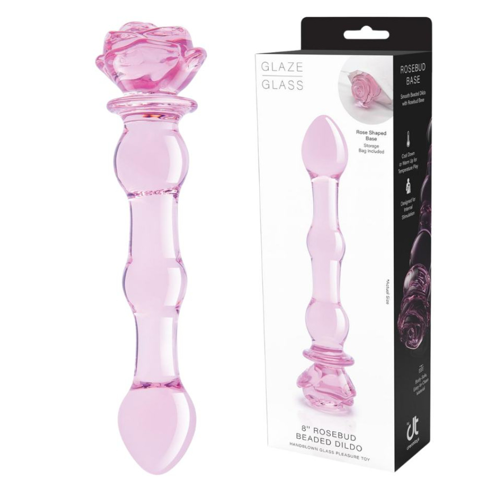 Стеклянный фаллоимитатор Dreamtoys Glaze Glass Rosebud розовый, 20 х 3.1 см фото №0 — секс игрушки: Украина, NO TABOO