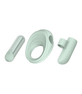 Набір Dreamtoys Glam 3-in-1 Play Kit віброкуля, ерекційне кільце та насадка на палець, м'ятний - No Taboo