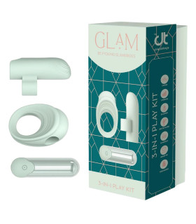 Набір Dreamtoys Glam 3-in-1 Play Kit віброкуля, ерекційне кільце та насадка на палець, м'ятний - No Taboo