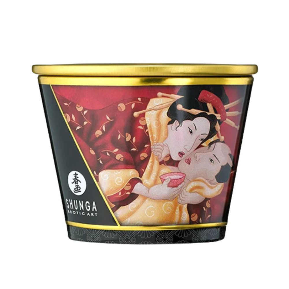 Массажная свеча Shunga, 170 мл, Sparkling Strawberry Wine с ароматом клубничного вина, фото №2 — секс шоп Украина, NO TABOO