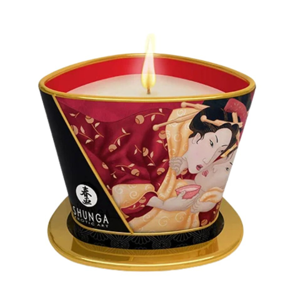Массажная свеча Shunga, 170 мл, Sparkling Strawberry Wine с ароматом клубничного вина, фото №0 — секс шоп Украина, NO TABOO