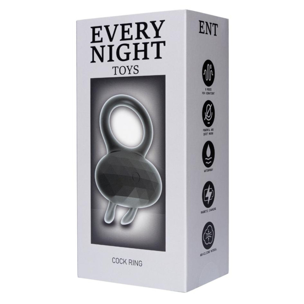 Эрекционное виброкольцо Every Night Toys Diamond The Duke с ушками для клитора, черное фото №2 — секс игрушки: Украина, NO TABOO