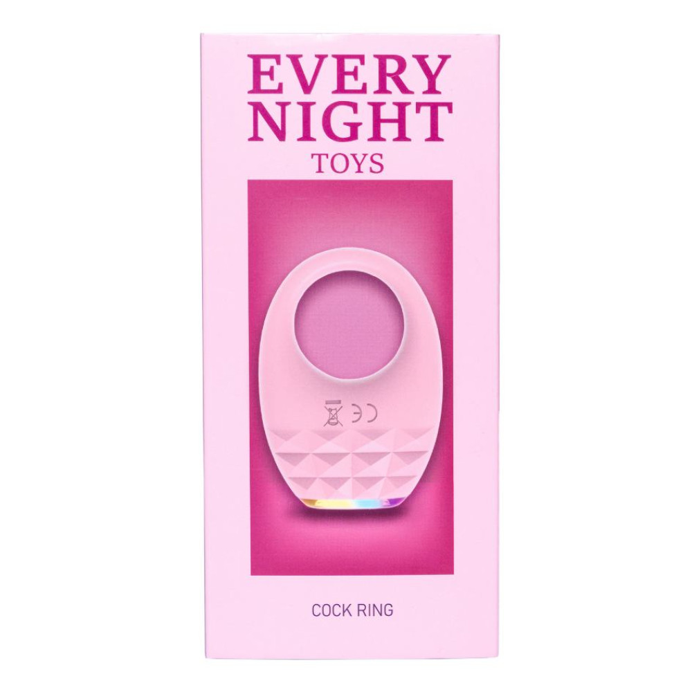 Эрекционное виброкольцо Every Night Toys Luxury Diamond с подсветкой, розовое, 5.3 х 5.3 см фото №4 — секс игрушки: Украина, NO TABOO
