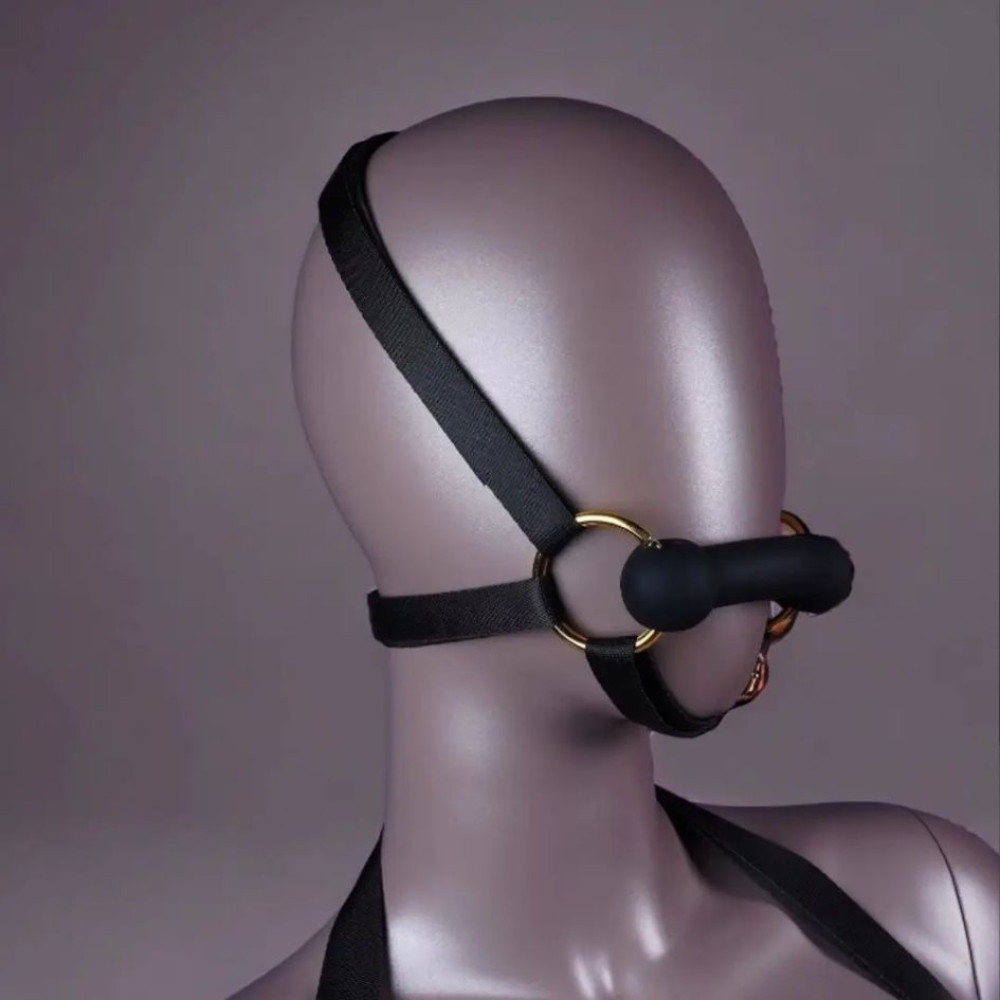 Комплект UPKO Adult Sex Harness And Head Restraint Gear портупея и упряжь с кляпом, черный, фото №4 — секс шоп Украина, NO TABOO