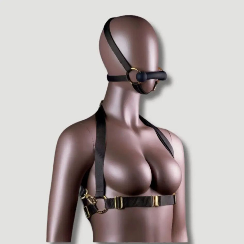 Комплект UPKO Adult Sex Harness And Head Restraint Gear портупея и упряжь с кляпом, черный, фото №0 — секс шоп Украина, NO TABOO