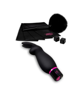 Набір із вібратором для клітора Sex Room Raunchy Kit, 5 предметів та мішечок для зберігання, чорного кольору, 13 см - No Taboo