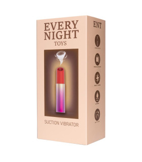 Вакуумный стимулятор клитора Every Night Toys в форме помады, в розовом футляре, красный - No Taboo