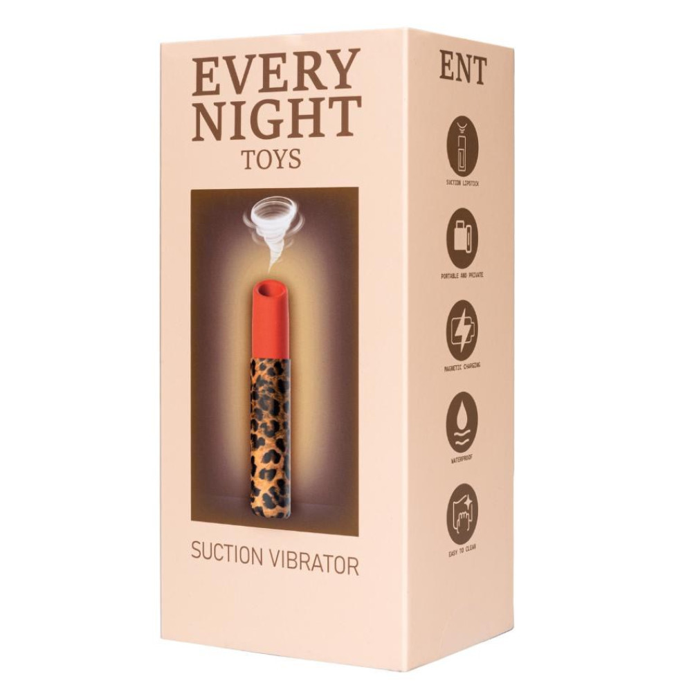 Вакуумный стимулятор клитора Every Night Toys в форме помады, с леопардовым принтом, оранжевый фото №2 — секс игрушки: Украина, NO TABOO